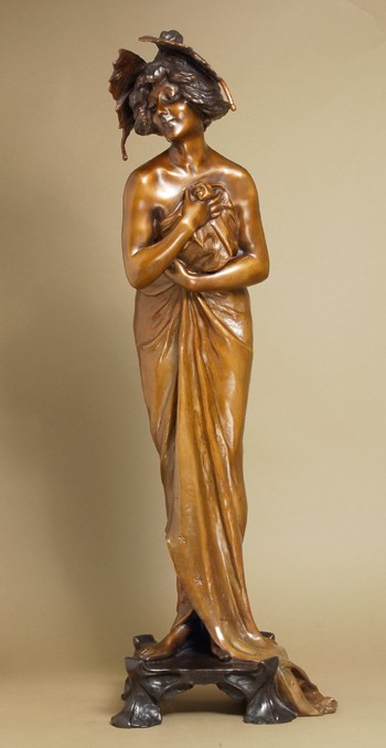 SPLENDID ART DECO BUTTERFLY LADY BRONZE SCULPTURE