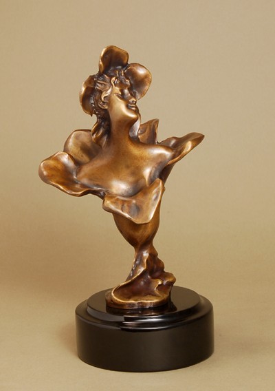 BEAUTIFUL FLOWER GIRL ART NOUVEAU FLORAL BRONZE VASE
