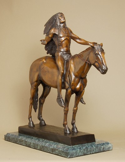 MAJESTIC STUNNING WESTERN INDIAN GREAT SPIRIT BRONZE  SCULPTURE