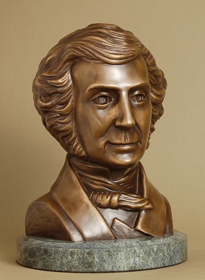 ELEGANT BRONZE BUST OF ALEXIS de TOCQUEVILLE