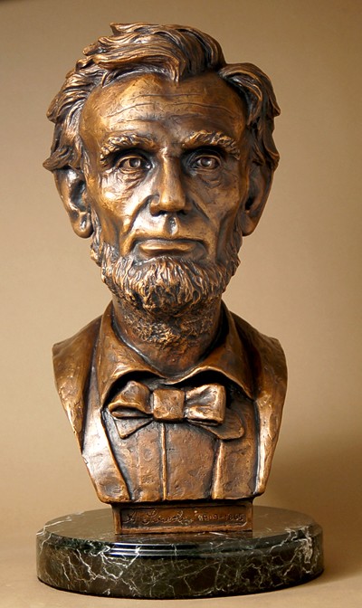 STUNNING ELEGANT BRONZE BUST OF ABRAHAM LINCOLN  SCULPTURE