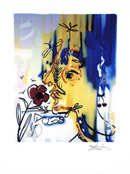 FABULOUS SALVADOR DALI SIGNED SELF PORTRAIT w/COA