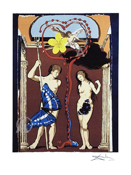 SALVADOR DALI SIGNED Ltd Ed SURREAL LOVERS ADAM AND EVE