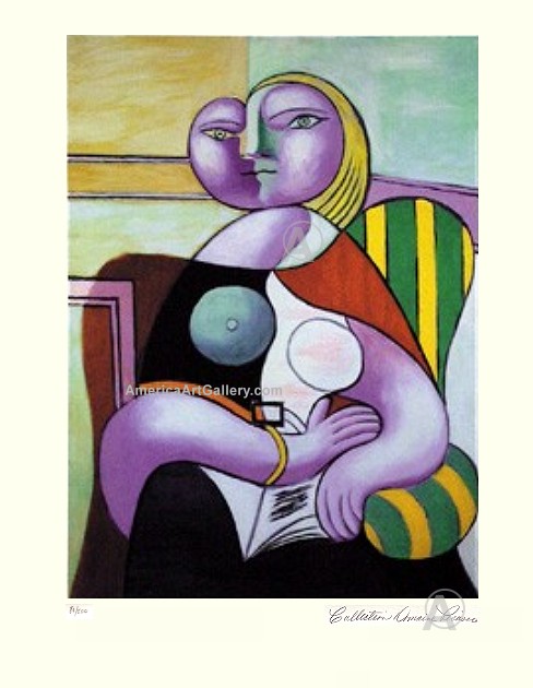 PABLO PICASSO CUBIST LADY SEATED HAND SIGNED L/E w/COA