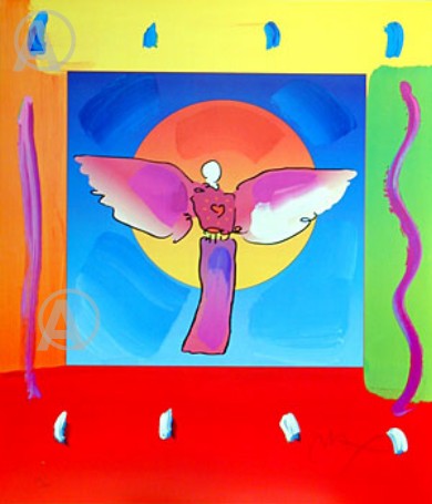 RARE PETER MAX ANGEL IN THE SUN HAND SIGNED LITHO w/COA