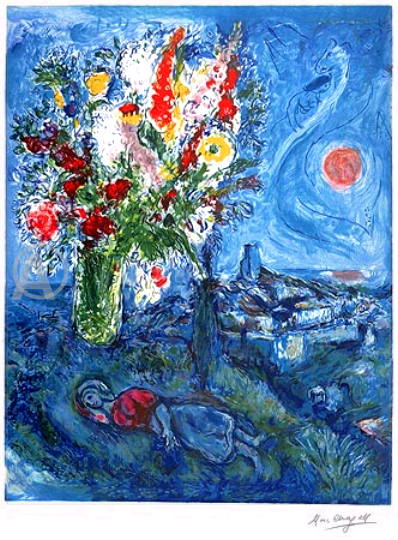 MARC CHAGALL LA DORMEUSE AUX FLEURS SIGNED S/N Ltd wCOA