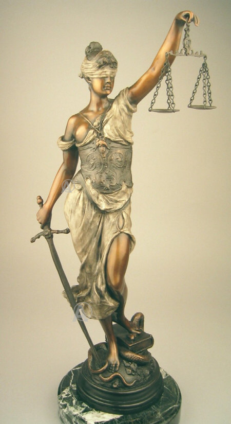STUNNING RARE LADY OF JUSTICE BRONZE SCULPTURE MUST SEE
