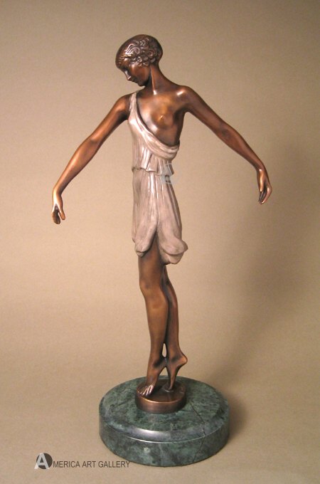SEXY NUDE ART DECO NUDE DANCER FAYRAL BRONZE SCUPTURE