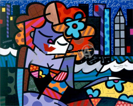 BRITTO RARE SEXY DOWNTOWN GIRL HAND SIGNED CANVAS wCOA