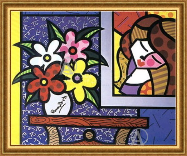 ROMERO BRITTO SPLENDID OVERSIZE SIGNED SERIGRAPH w/COA